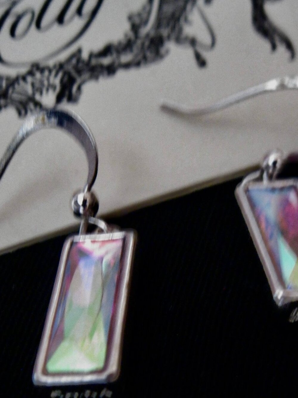 KIRKS FOLLY PIERCED EARRINGS WITH AURORA BOREALIS STONES AND SILVER FINISH